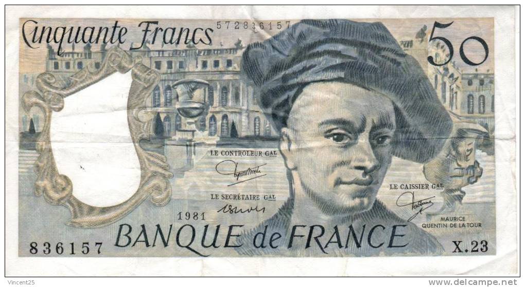 50 F Francs QUENTIN DE LA TOUR 1981 TRES BON ETAT - 50 F 1976-1992 ''Quentin De La Tour''