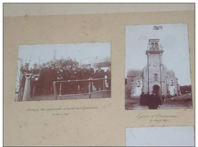 6 Photos Originales OUESSANT Avril 1897 TOP RARE(Mairie Eglise Autorites Militaires Epervier Bateau ) - Ouessant