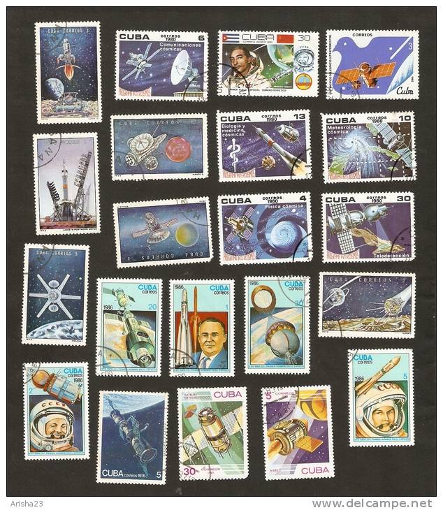 Bc.7. Cuba LOT Set Of 21 - SPACE 1973 1976 1983 Astronautic 1980 Intercosmos 1982 Research 1986 Annivarsary - Used Stamps