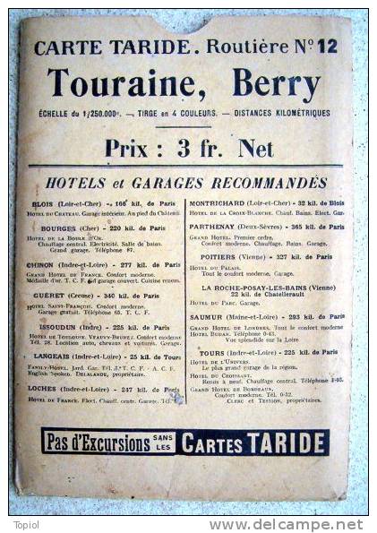 TOURAINE - BERRY (carte Taride) N°12  1/250000  92x70 - Topographical Maps