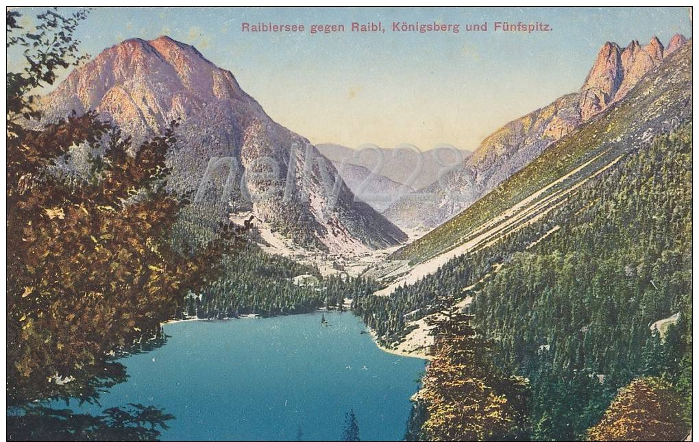 Raiblersee Gegen Raibl Königsberg Und Fünfspitz - Cave Del Predil Lago Del Predil (29a680) - Sonstige & Ohne Zuordnung