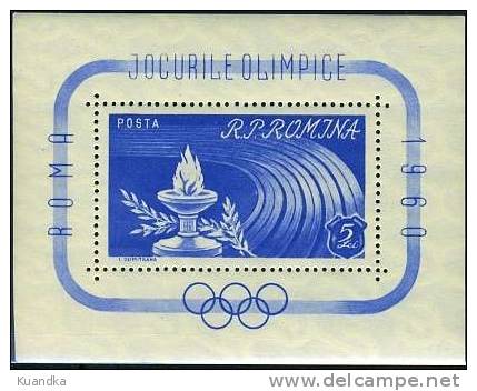 1960 Rome Olympics (I) Perforated Souvenir Sheet,Romania, Mi.Bl 46,MNH - Neufs