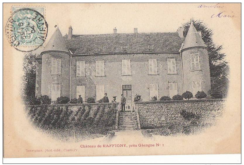58  RAFFIGNY Près De GACOGNE  Hommes Sur La Terrasse Du CHATEAU En 1904 - Altri & Non Classificati