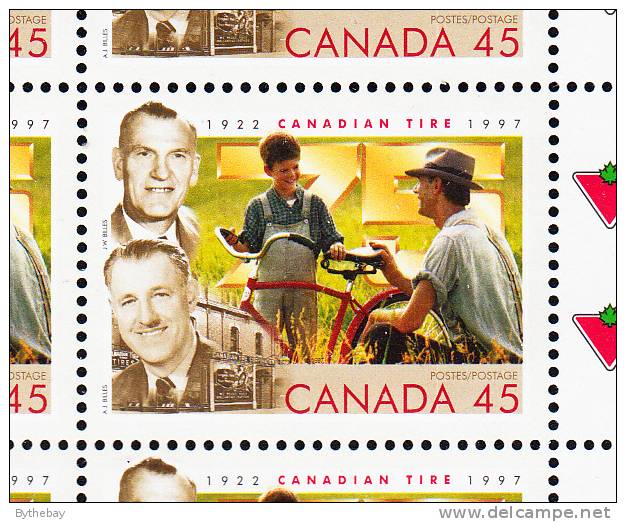 Canada MNH Scott #1636i Sheet Of 12 With Variety 45c J.W. And A.J. Billes, Founders - 75th Anniversary Canadian Tire - Feuilles Complètes Et Multiples