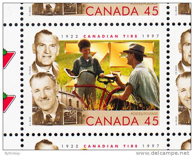 Canada MNH Scott #1636 Sheet Of 12 With Variety 45c J.W. And A.J. Billes, Founders - 75th Anniversary Canadian Tire - Full Sheets & Multiples