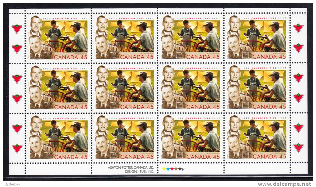 Canada MNH Scott #1636 Sheet Of 12 With Variety 45c J.W. And A.J. Billes, Founders - 75th Anniversary Canadian Tire - Full Sheets & Multiples