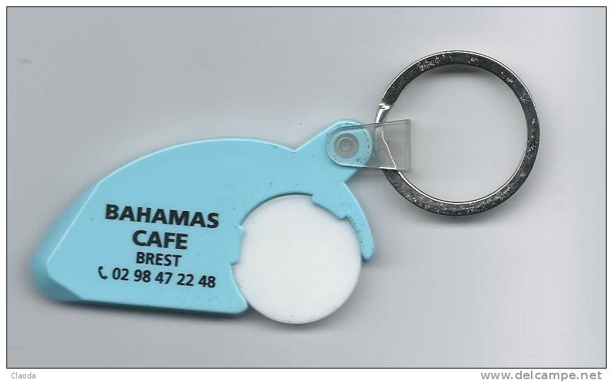 11635 - JETON CADDIE - PORTE - CLEF BAHAMAS CAFE - BREST (COULEUR BLEU). - Einkaufswagen-Chips (EKW)