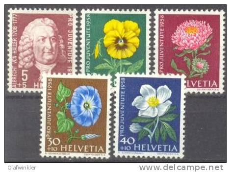 1958 Pro Juventute Zum 173-7 / Mi 663-7 / Sc B277-81 / YT 616-20 Postfrisch/neuf/MNH - Neufs