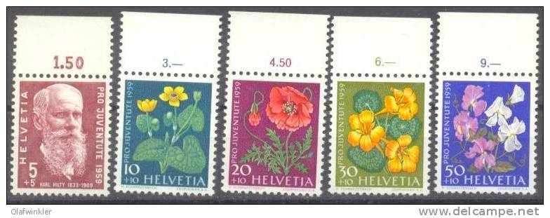 1959 Pro Juventute OR Zum 178-82 / Mi 687-91 / Sc B287-91 / YT 634-8 Postfrisch/neuf/MNH - Neufs