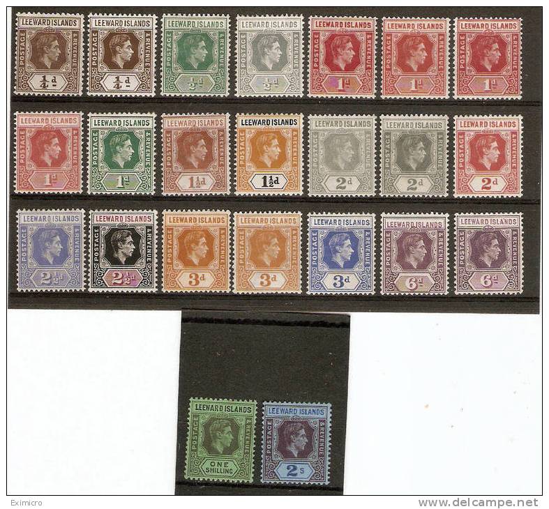 LEEWARD ISLANDS 1938 - 1951 SET TO 2s BETWEEN SG 95 AND 111a INCLUDING PAPER/COLOUR/DIE VARIETIES MAINLY LMM Cat £138+ - Leeward  Islands