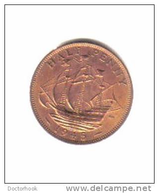 GREAT BRITAIN    1/2  PENNY  1945  (KM# 844) - C. 1/2 Penny