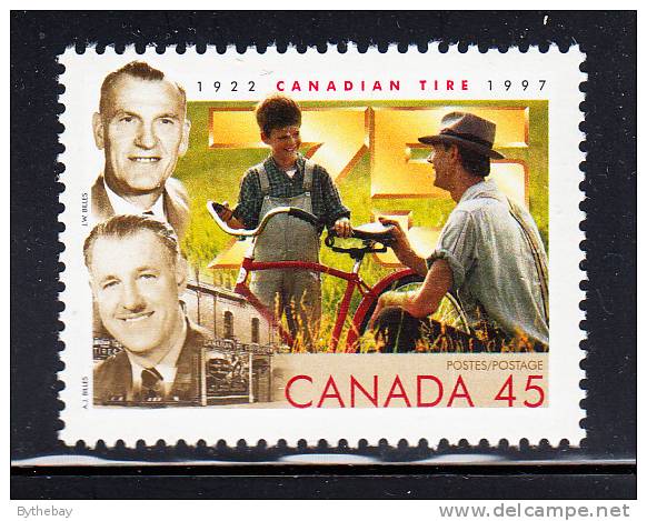 Canada MNH Scott #1636 45c J.W. And A.J. Billes, Founders - 75th Anniversary Canadian Tire Variety Line Through 3rd 'A' - Neufs