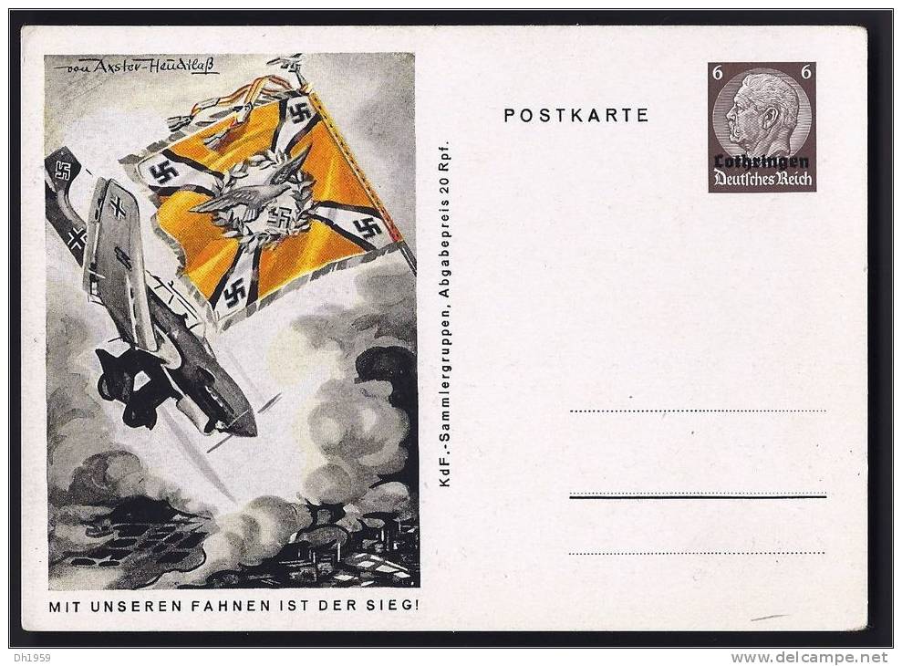 OCCUPATION ALLEMANDE LOTHRINGEN SS ENTIER GANZSACHE STATIONERY DEUTSCHES REICH - Weltkrieg 1939-45