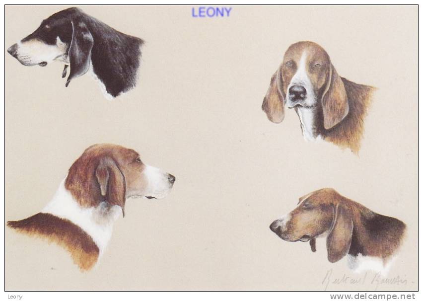 CPM " Etude De CHIENS De MEUTE " Aquarelle De Jacques Bertrand ROUVRAIS - Chiens