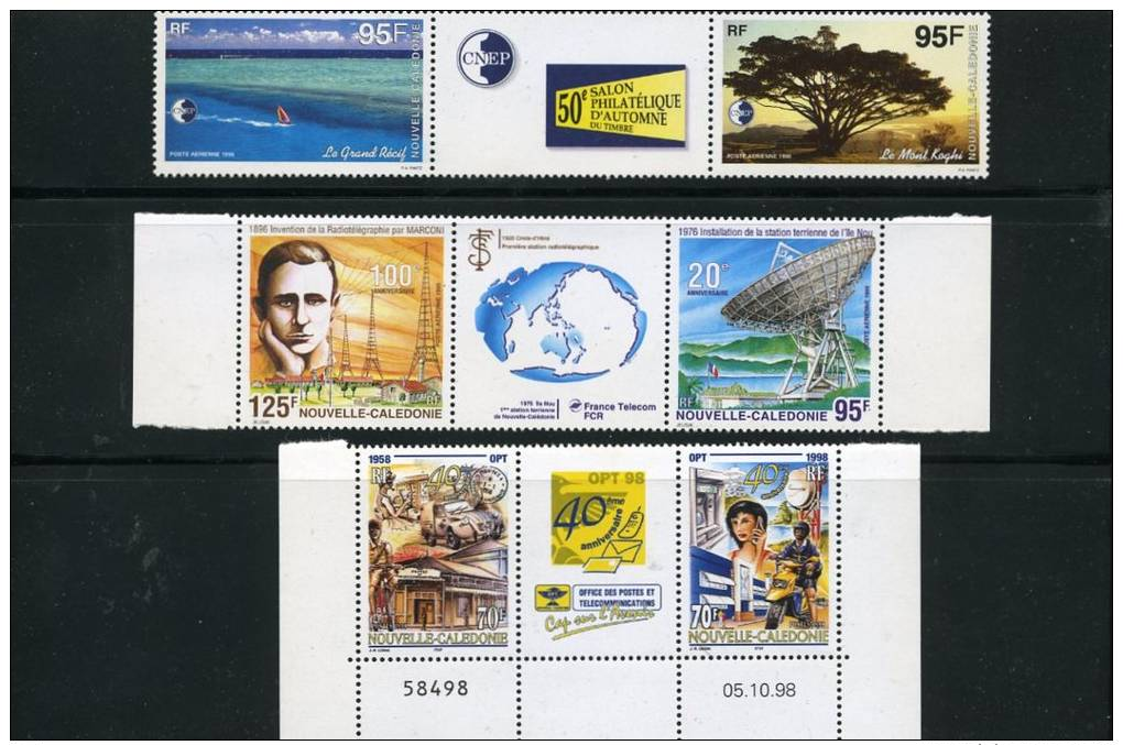 NOUVELLE CALEDONIE 3 Triptyques Neufs Xx Avec Vignette N°YT 776-777 PA 333A 339A - Ungebraucht