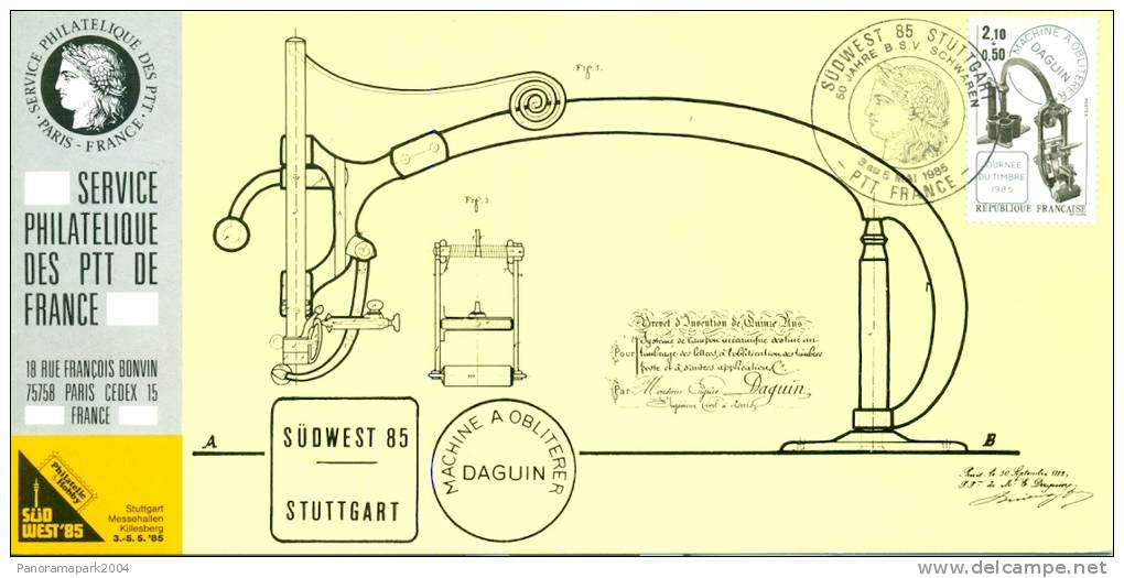 011 Carte Officielle Exposition Internationale Exhibition Sindelfingen 1985 France Journée Du Timbre Machine Daguin - Post