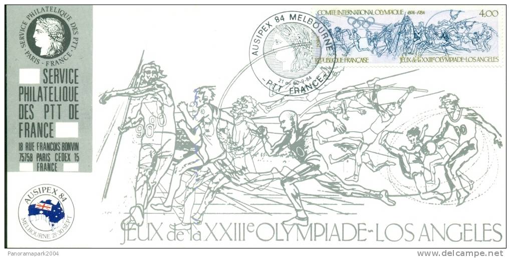 006 Carte Officielle Exposition Internationale Exhibition Melbourne 1984 France Jeux Olympiques Olympic Games Olympia - Sobre Primer Día (FDC)