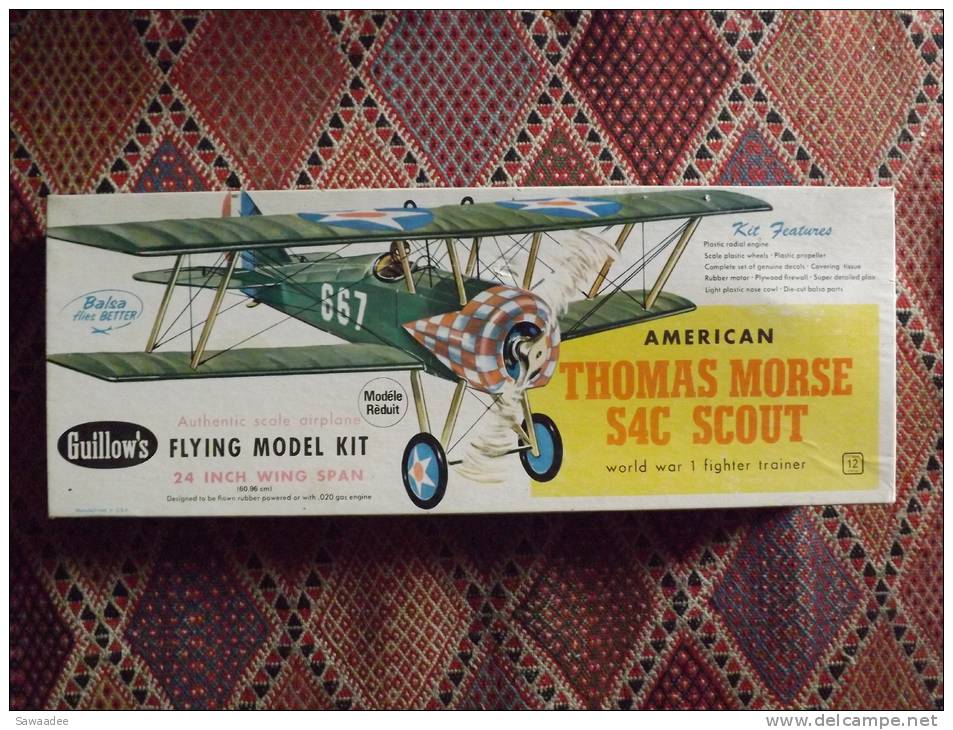 MAQUETTE - AVION - BALSA - AMERICAN THOMAS MORSE S 4 C SCOUT - AVION D´ENTRAINEMENT PREMIERE GUERRE MONDIALE - GUILLOW´S - Avions