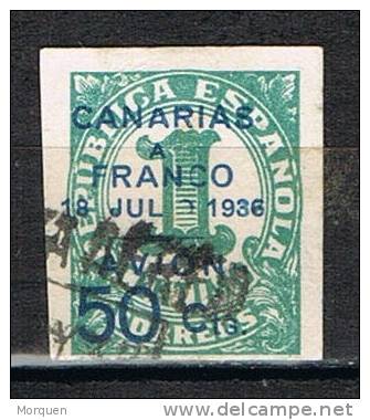 Sello Patriotico CANARIAS,  50 Cts Sobre 1 Cts, VARIEDAD Guerra Civil, Num 11A º - Emisiones Nacionalistas