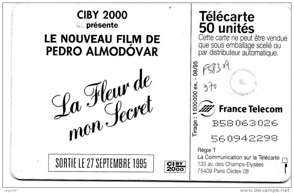 TELECARTE F 583 A 970 - LA FLEUR DE MON SECRET - 1995