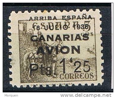 Sello Patriotico CANARIAS, 1,25 Pts Sobre 5 Cto, Guerra Civil, Num 22 * - Emisiones Nacionalistas