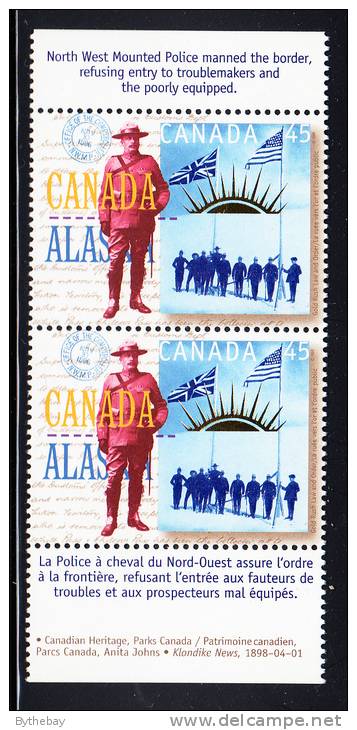 Canada MNH Scott #1606c Vertical Pair With English, French Descriptive Tabs 45c Superindent Sam Steele, NWMP - Feuilles Complètes Et Multiples