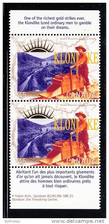 Canada MNH Scott #1606e Vertical Pair With English, French Descriptive Tabs 45c Working The Gold Claims - Ganze Bögen