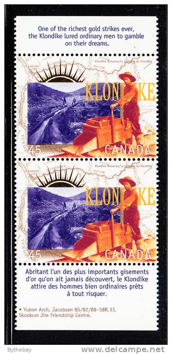 Canada MNH Scott #1606e Vertical Pair With English, French Descriptive Tabs 45c Working The Gold Claims - Full Sheets & Multiples