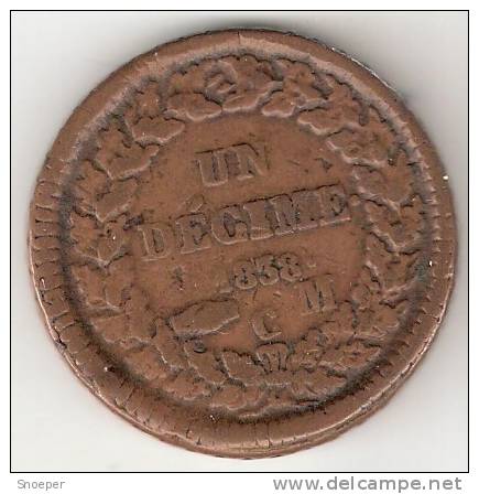 *monaco 10 Decimes 1838 MC  Large Head  Km 97.1 * - 1819-1922 Honoré V, Charles III, Albert I