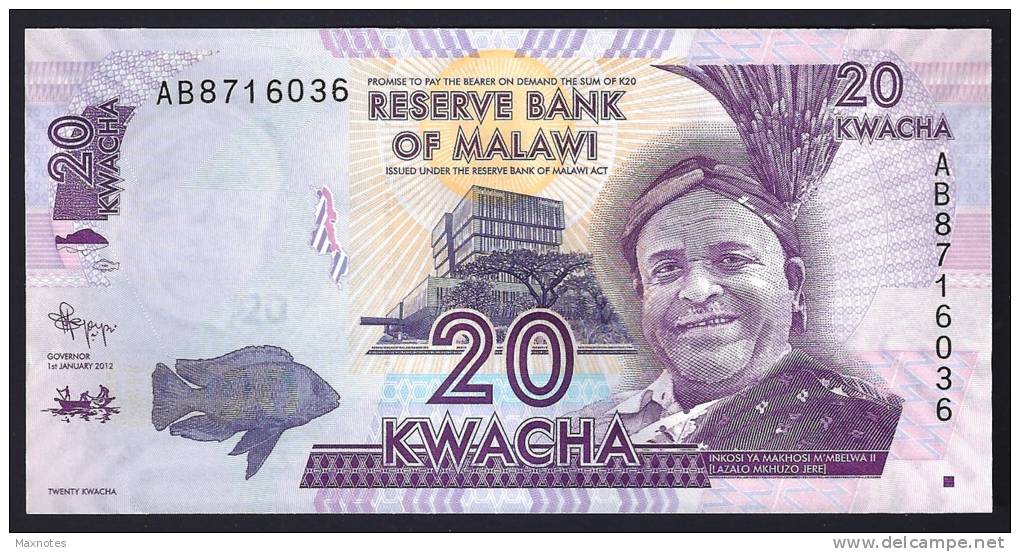 MALAWI  : Banconota 20  Kwacha - 2012 - FDS - Malawi