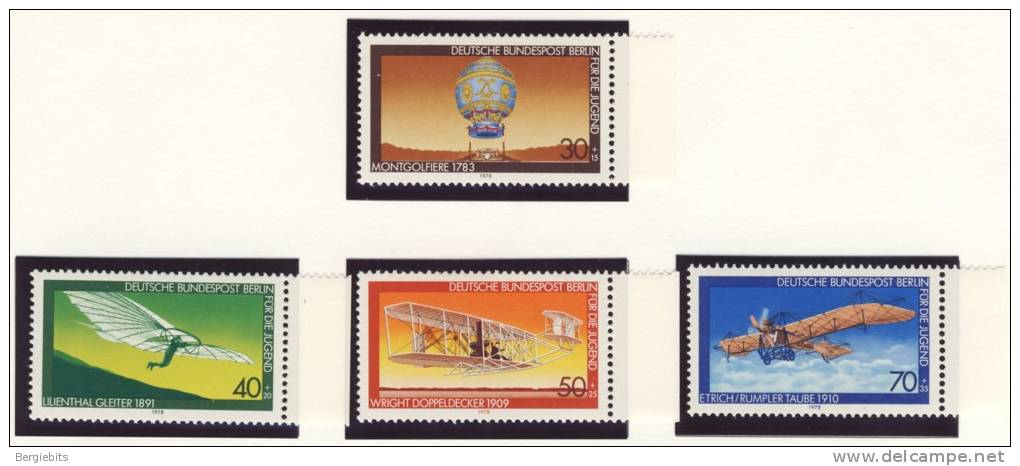 1978 Germany Berlin Complete Aviation  MNH  Set Of 4 Stamps  Michel # 563-566 - Unused Stamps