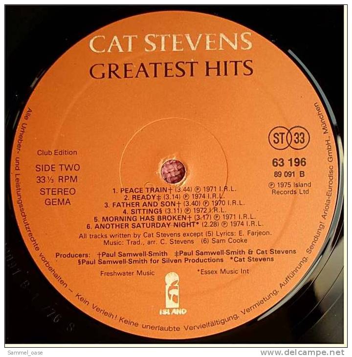 LP ,  Cat Stevens  -  Greatest Hits  -  Club-Sonderauflage 63196 - Von 1975 - Disco, Pop