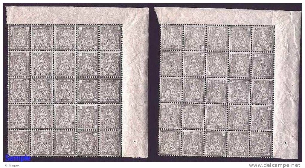 SWITZERLAND DECORATIVE GROUP 1881 NH PANES **! - Unused Stamps
