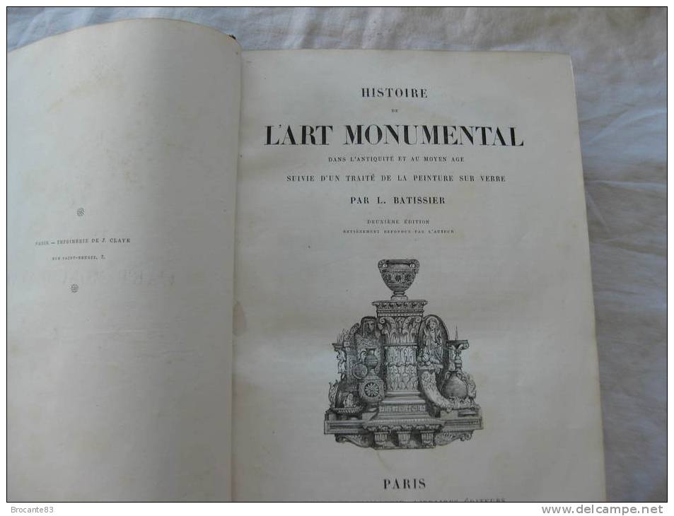 HISTOIRE DE L'ART MONUMENTAL PAR L. BATISSIER - Archeology