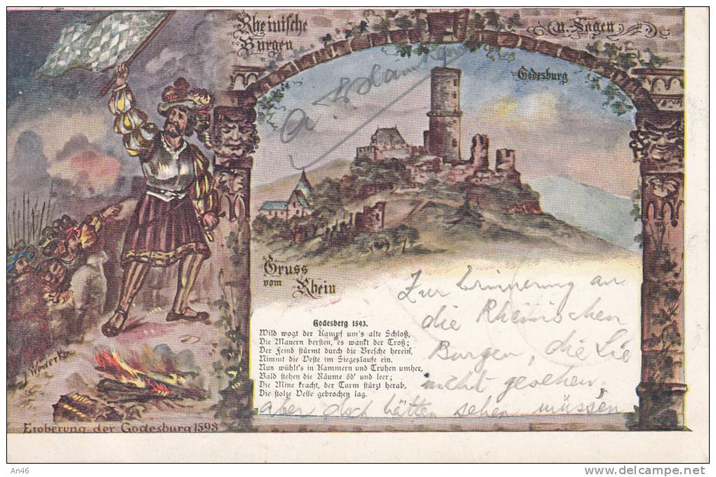 RHEIN  -GERMANIA - GRUSS VOM RHEIN   VG 1904 BELLA FOTO D´EPOCA ORIGINALE 100% - Rhein-Hunsrück-Kreis