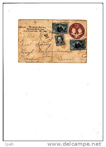 Enveloppe 3 Timbres Et Illustration En Relief "postage United States Of America" (Etats Unis) Belfalls,Texas 1894 - Autres & Non Classés
