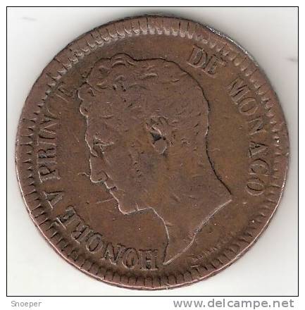 *monaco Un Decimes 1838MC  Km 97.1  Large Head  Vf - 1819-1922 Onorato V, Carlo III, Alberto I