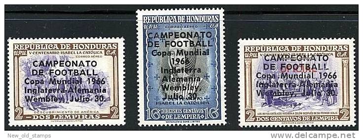 HONDURAS 1966 SOCCER FOOTBALL CUP  Overprints On COLUMBUS Mnh VF CV. 23,00 EUROS - Christophe Colomb