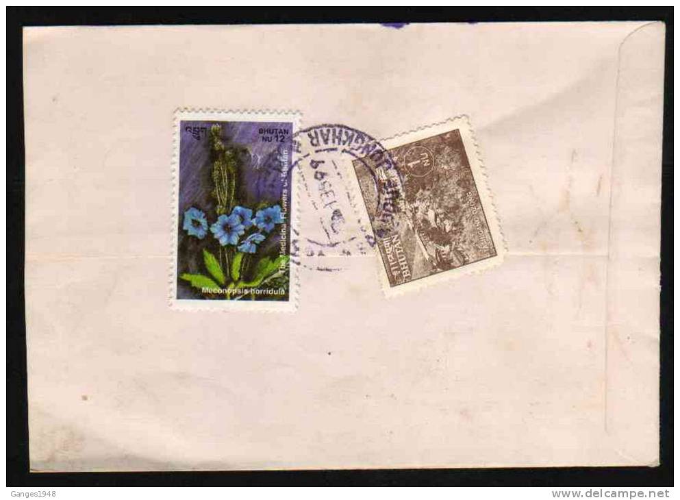 Bhutan  2  Stamps  Registered Cover To India  #  37299   Indien Inde - Bhoutan