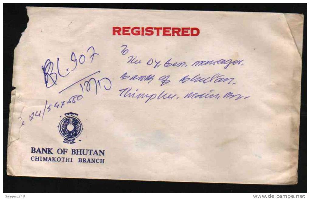 Bhutan  4  Stamps  Registered Cover To India  #  37294   Indien Inde - Bhoutan