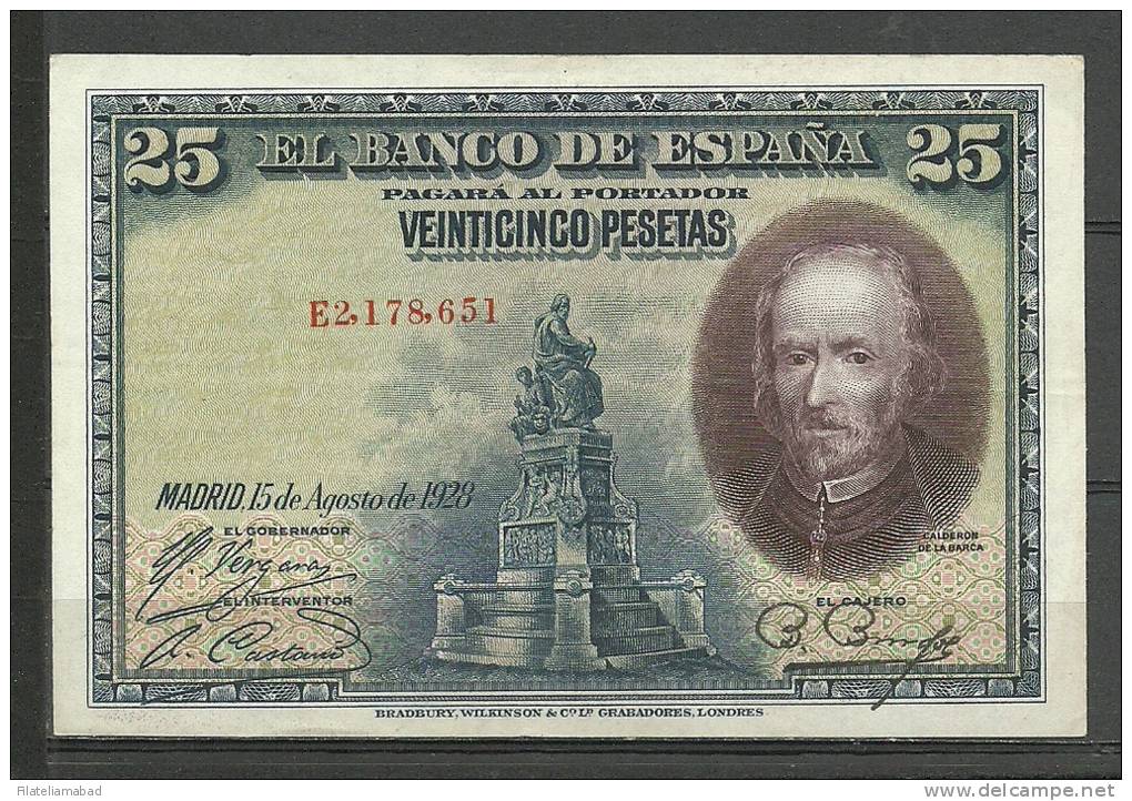 ESPAÑA- BILLETE DE 25 Pts.DEL  AÑO 1928 EN BUEN ESTADO DE CONSERVACIÓN. - 25 Peseten