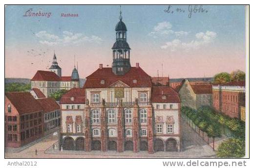 Litho Lüneburg Rathaus Häuser Kaserne Gel. 30.5.1930 Nach Gieboldehausen - Lüneburg