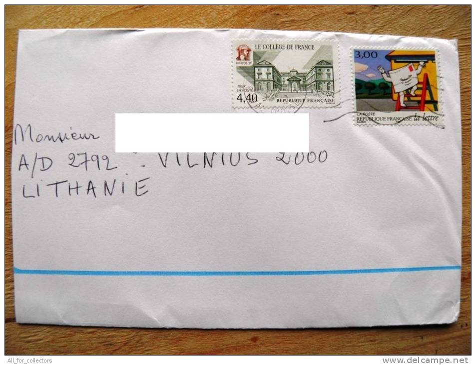 Cover Sent From France To Lithuania On 1998, La Lettre Letter Envelope Post College - Storia Postale