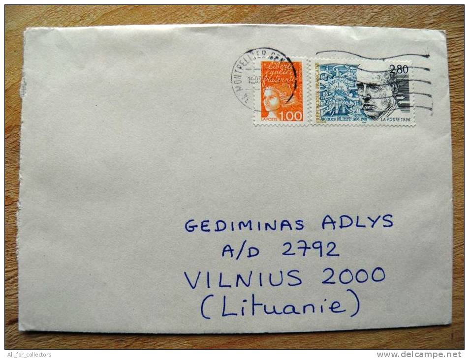 Cover Sent From France To Lithuania On 1998, Jacques Rueff - Covers & Documents
