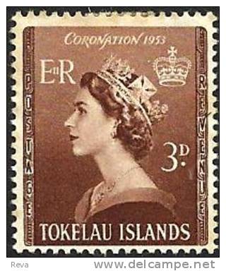 TOKELAU 3 P BROWN QEII WOMAN CORONATION MINTH 1953 SG? READ DESCRIPTION !! - Tokelau