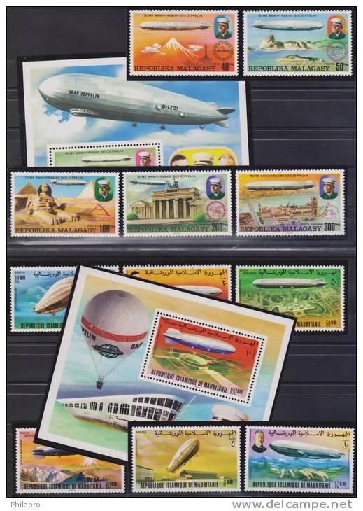 MADAGASCAR+MAURITANIE  ZEPPELINS    Yvert  N°? **mnh   Réf  2092 - Zeppelines