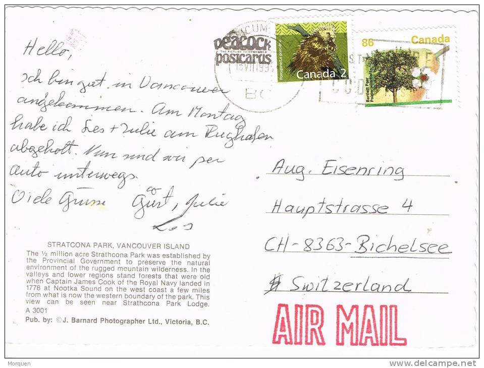 0626. Postal Aerea STRATHCONA PARK (Vancouver) Canada 1999 - Lettres & Documents