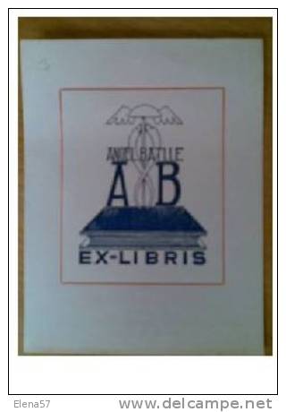 A225-SELLO EXLIBRIS ANGEL BATLLE BARCELONA.EL 7 ESTA ESCRITO CON LAPIZ,SE BORRA PERFECTAMENTE.EXLIBRIS ARTES GRAFICAS SE - Ex-libris