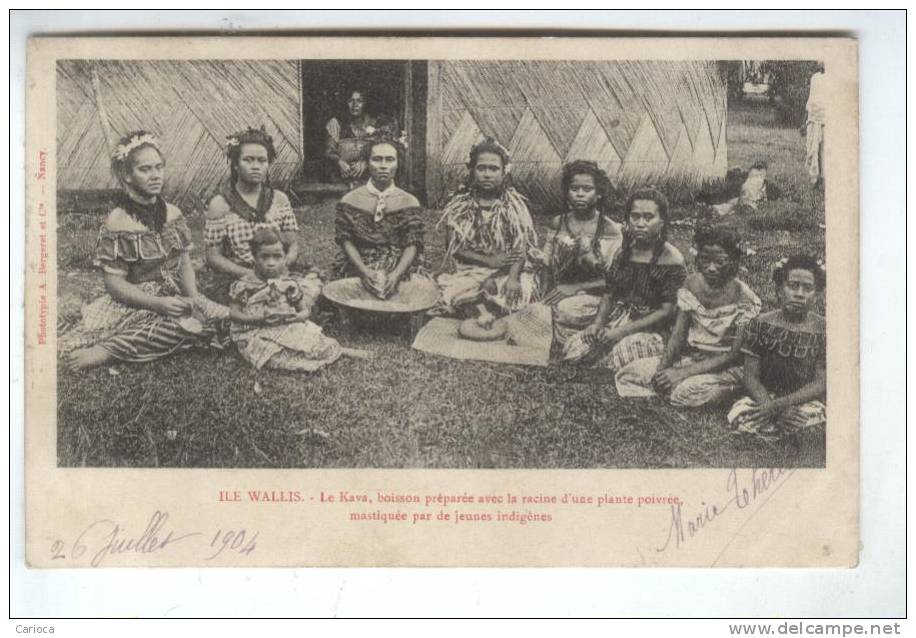 CPA ILE WALLIS, LE KAVA EN 1904!! (timbre No 45) - Wallis Et Futuna