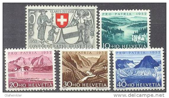 1952 Pro Patria Zum 56-60 / Mi 570-4 / Sc B212-6 / YT 521-5 Postfrisch/neuf/MNH - Ungebraucht